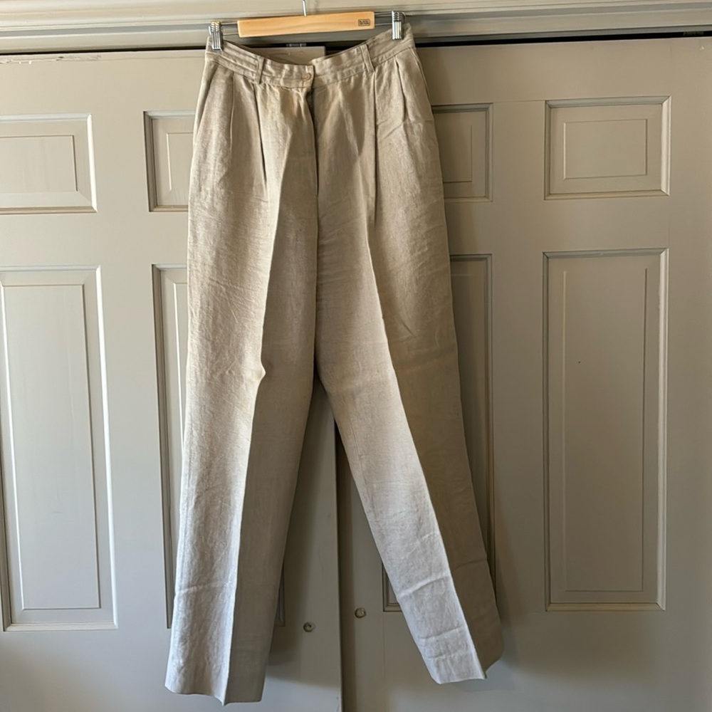 J. Crew high waist, linen, pleated pants